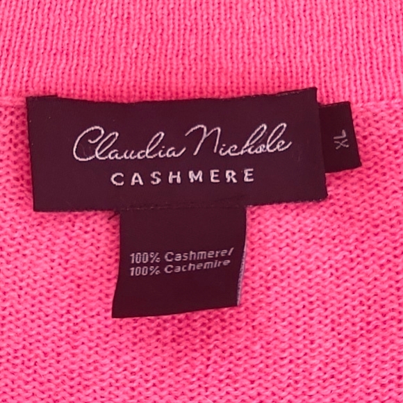 CLAUDIA NICHOLE Cashmere Barbie Pink Open Front Cardigan - Picture 10 of 13